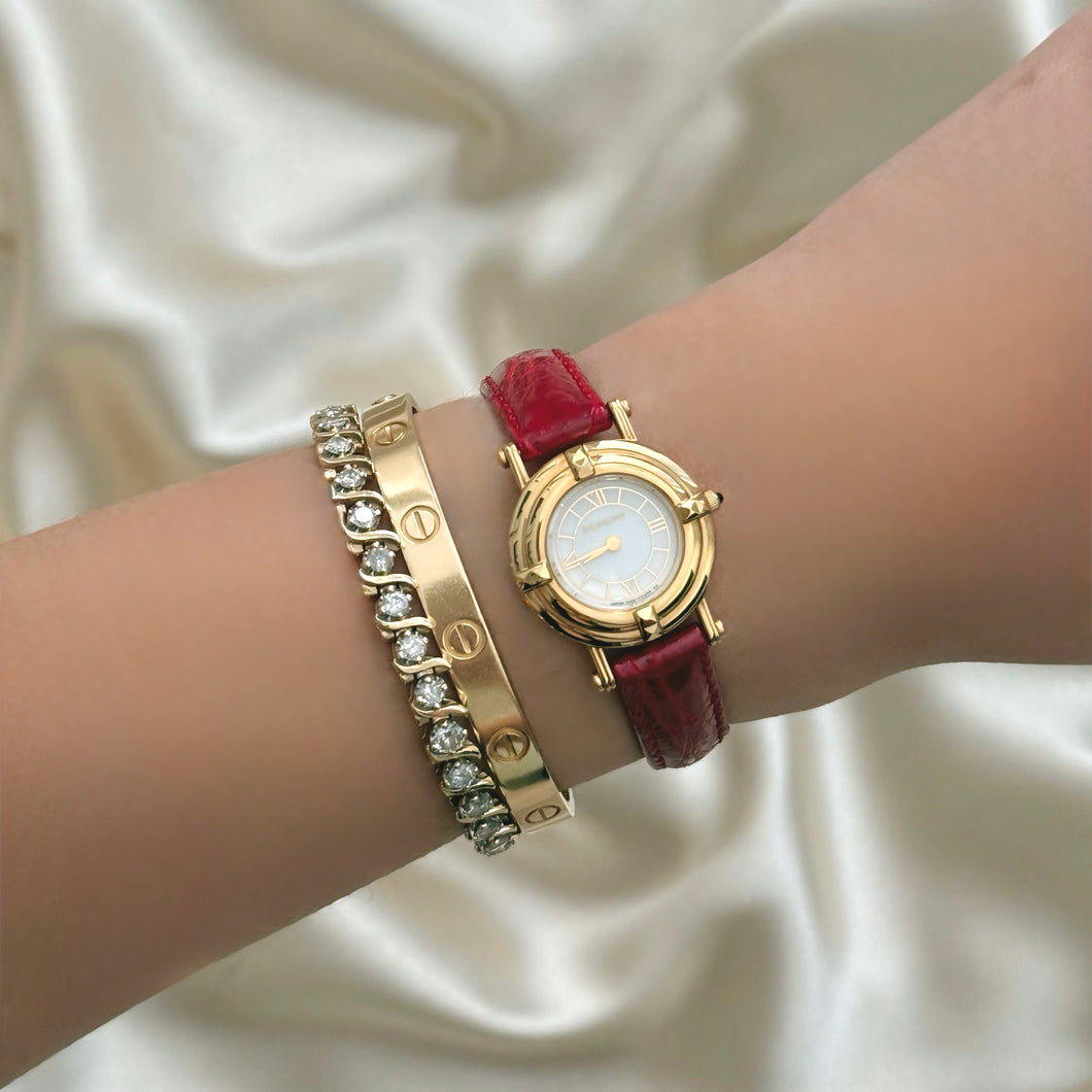 VINTAGE YSL RED LEATHER WATCH