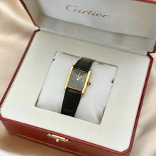 Load image into Gallery viewer, VINTAGE CARTIER BLACK LEATHER WATCH
