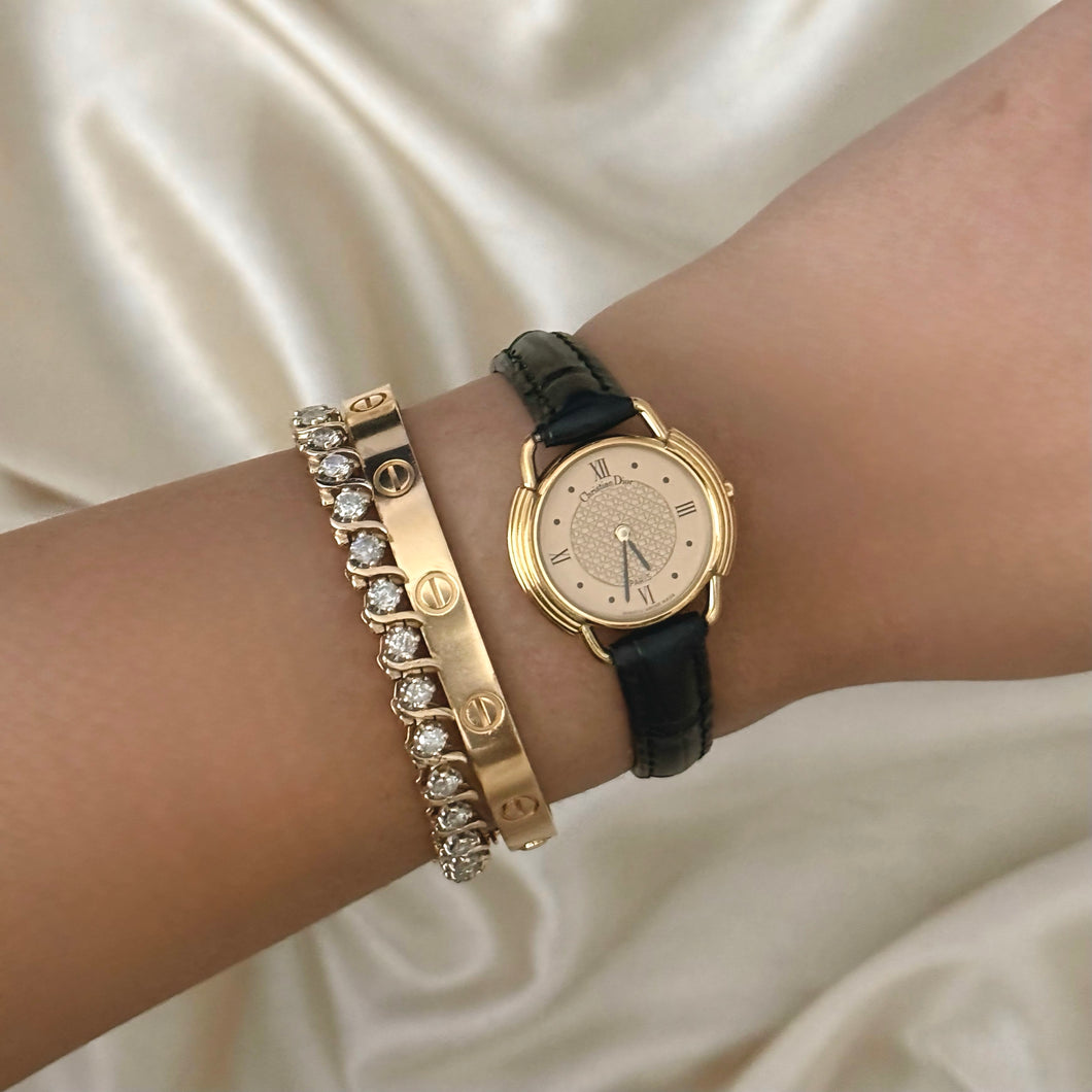 VINTAGE DIOR BLACK LEATHER WATCH