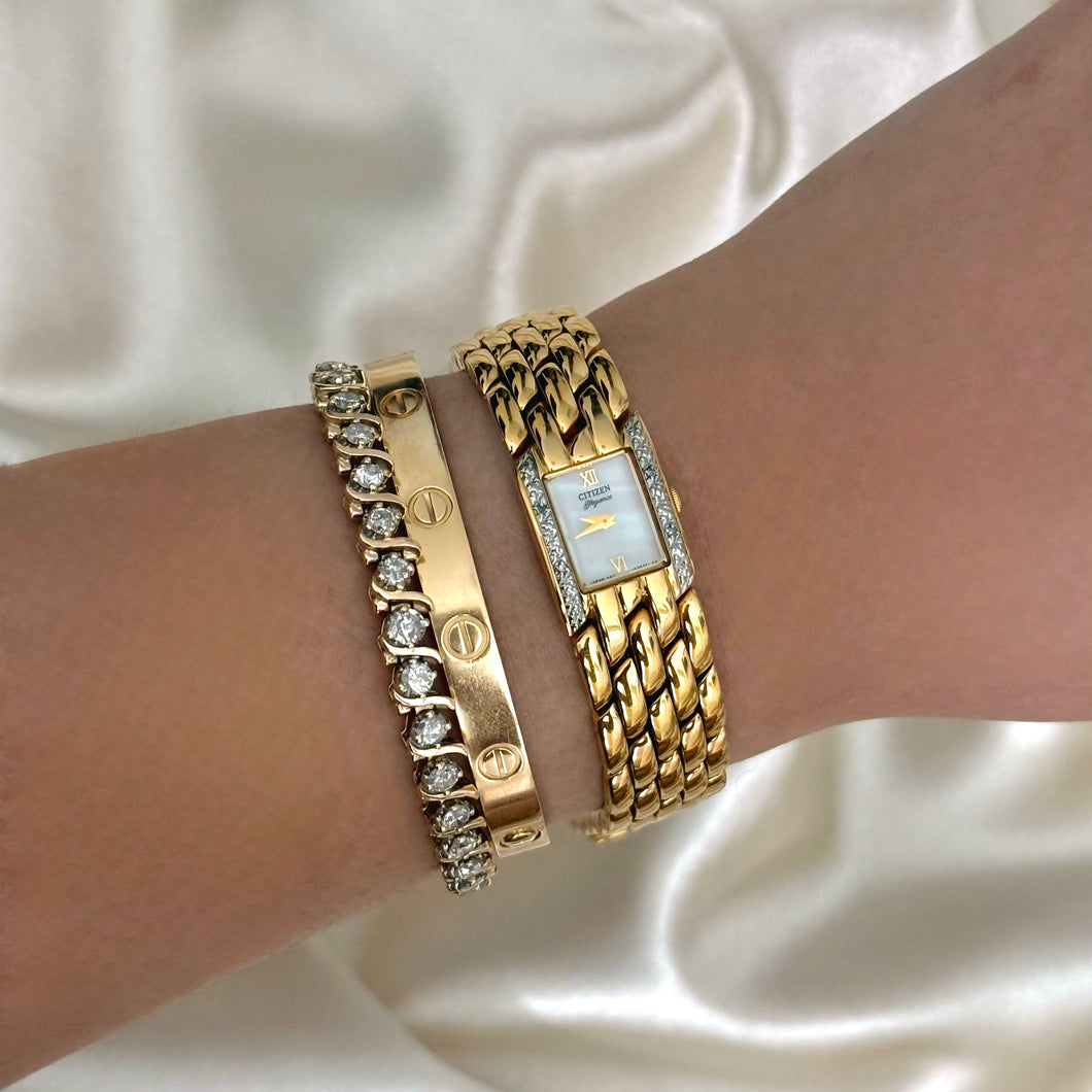 VINTAGE CITIZEN DIAMOND MOTHER-OF-PEARL WATCH