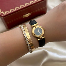 Load image into Gallery viewer, VINTAGE CARTIER BLACK LEATHER WATCH
