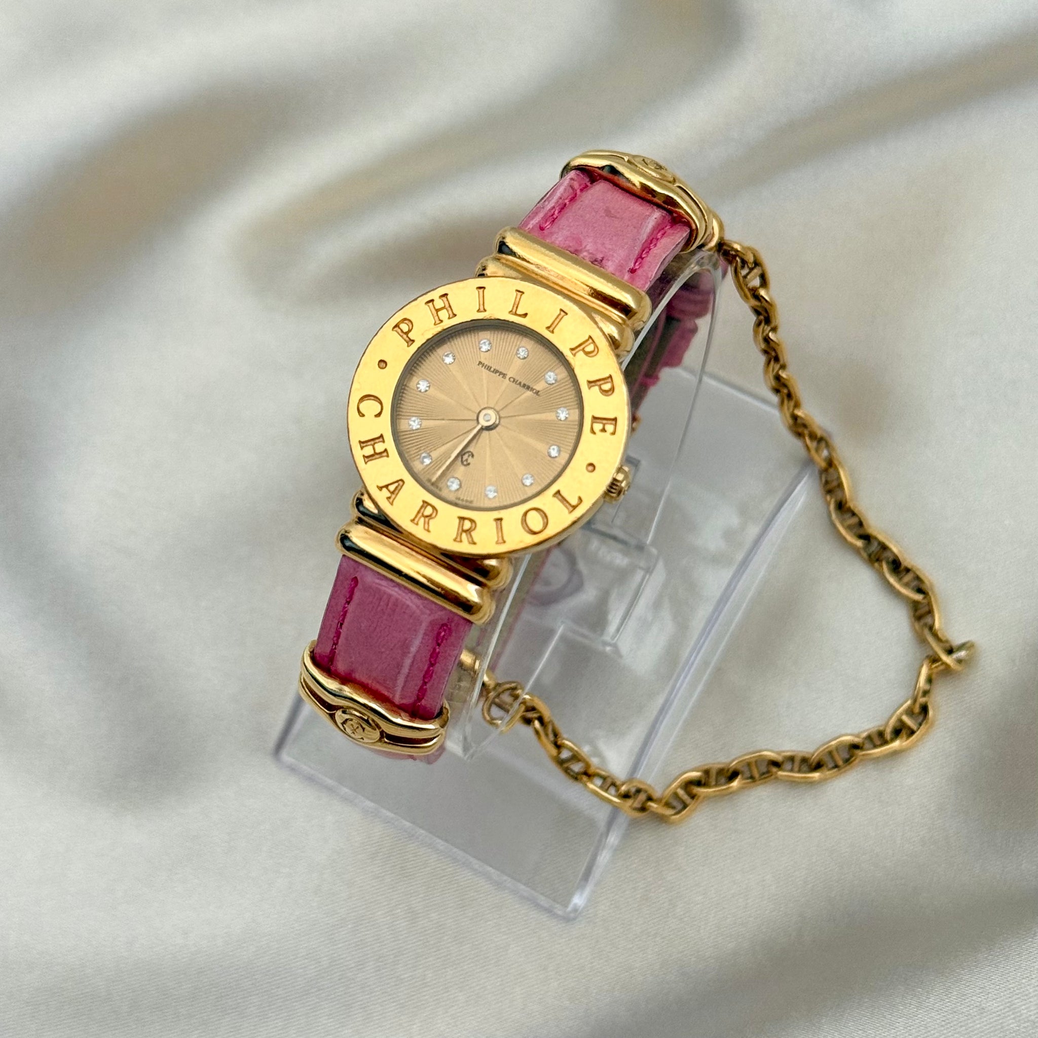 VINTAGE PHILIPPE CHARRIOL PINK LEATHER DIAMOND WATCH – Panahon Designs