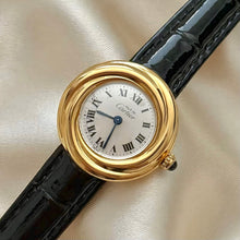 Load image into Gallery viewer, VINTAGE CARTIER BLACK LEATHER WATCH - WITH EXTRA STRAP
