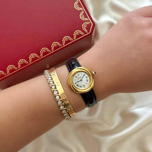 Load image into Gallery viewer, VINTAGE CARTIER BLACK LEATHER WATCH - WITH EXTRA STRAP
