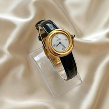 Load image into Gallery viewer, VINTAGE CARTIER BLACK LEATHER WATCH - WITH EXTRA STRAP
