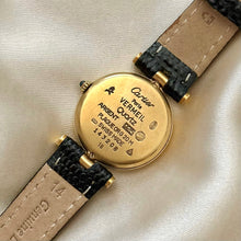 Load image into Gallery viewer, VINTAGE CARTIER BLACK LEATHER WATCH
