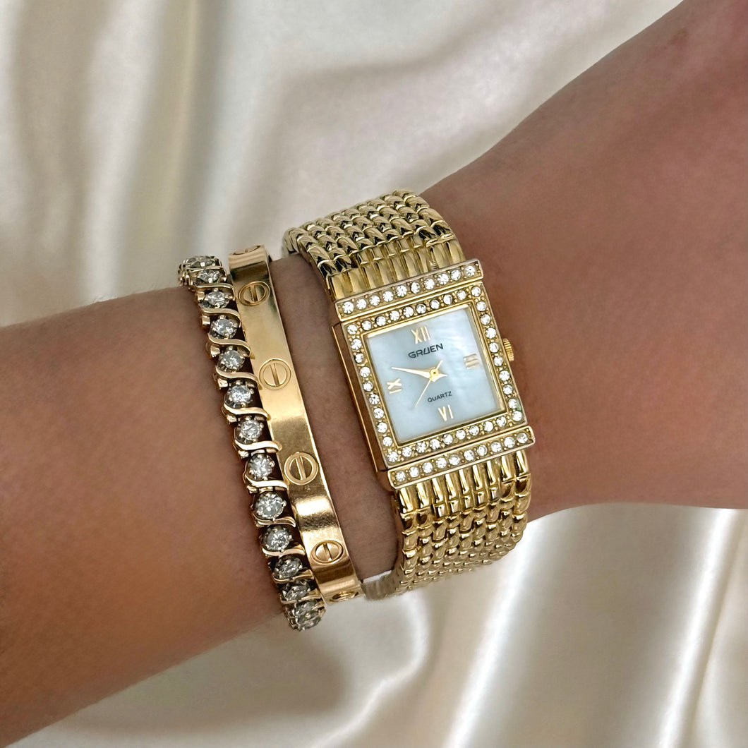 VINTAGE GRUEN DIAMOND MOTHER-OF-PEARL WATCH