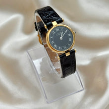 Load image into Gallery viewer, VINTAGE CARTIER BLACK LEATHER WATCH
