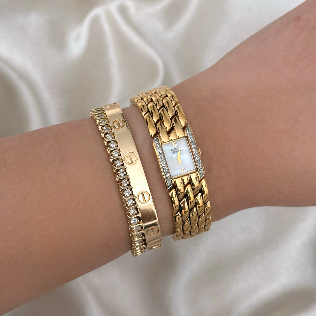 VINTAGE CITIZEN DIAMOND MOTHER-OF-PEARL WATCH
