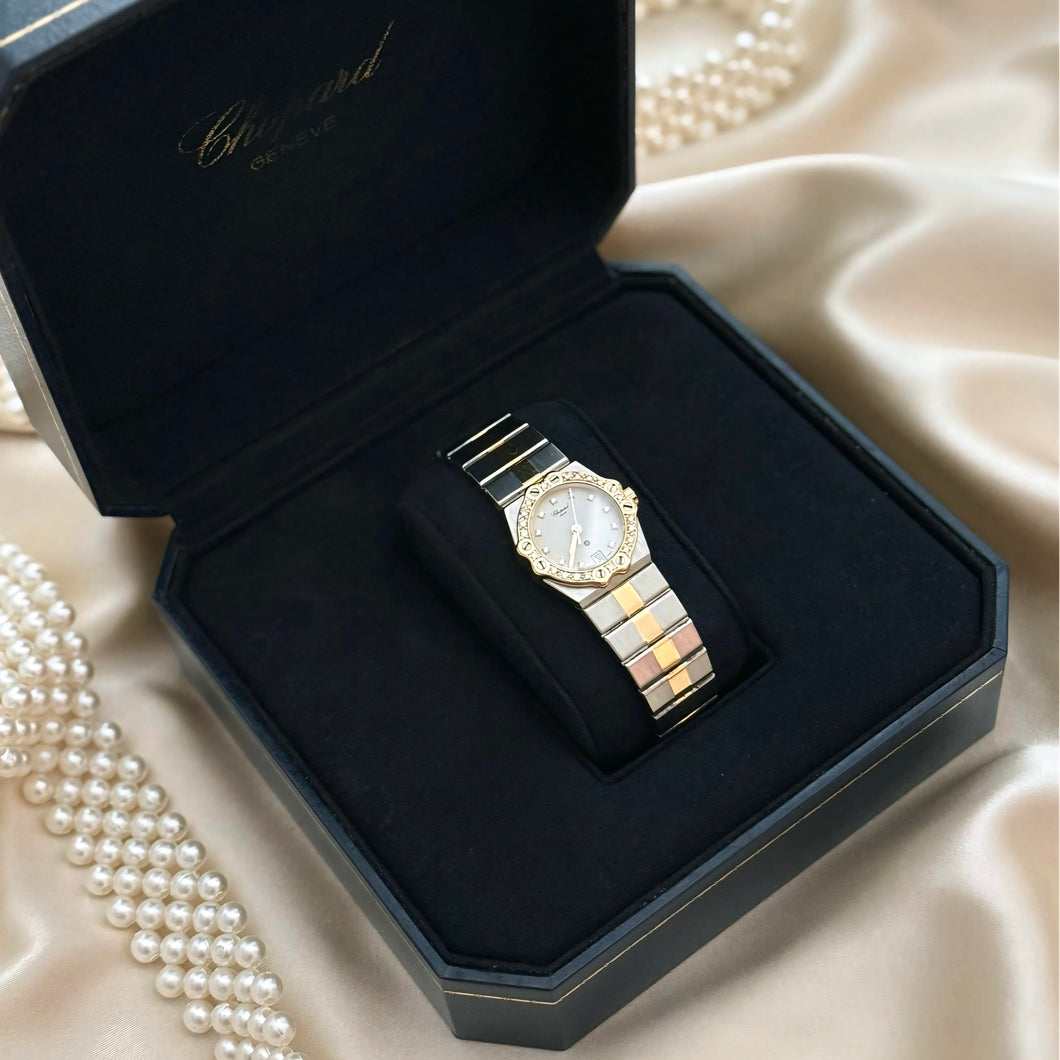 VINTAGE CHOPARD 18K SOLID GOLD & DIAMONDS TWO-TONED WATCH