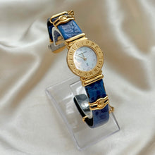 Load image into Gallery viewer, VINTAGE PHILIPPE CHARRIOL MOTHER-OF-PEARL &amp; DIAMOND BLUE LEATHER WATCH
