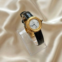 Load image into Gallery viewer, VINTAGE CARTIER BLACK LEATHER WATCH - WITH EXTRA STRAP
