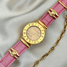 Load image into Gallery viewer, VINTAGE PHILIPPE CHARRIOL PINK LEATHER DIAMOND WATCH
