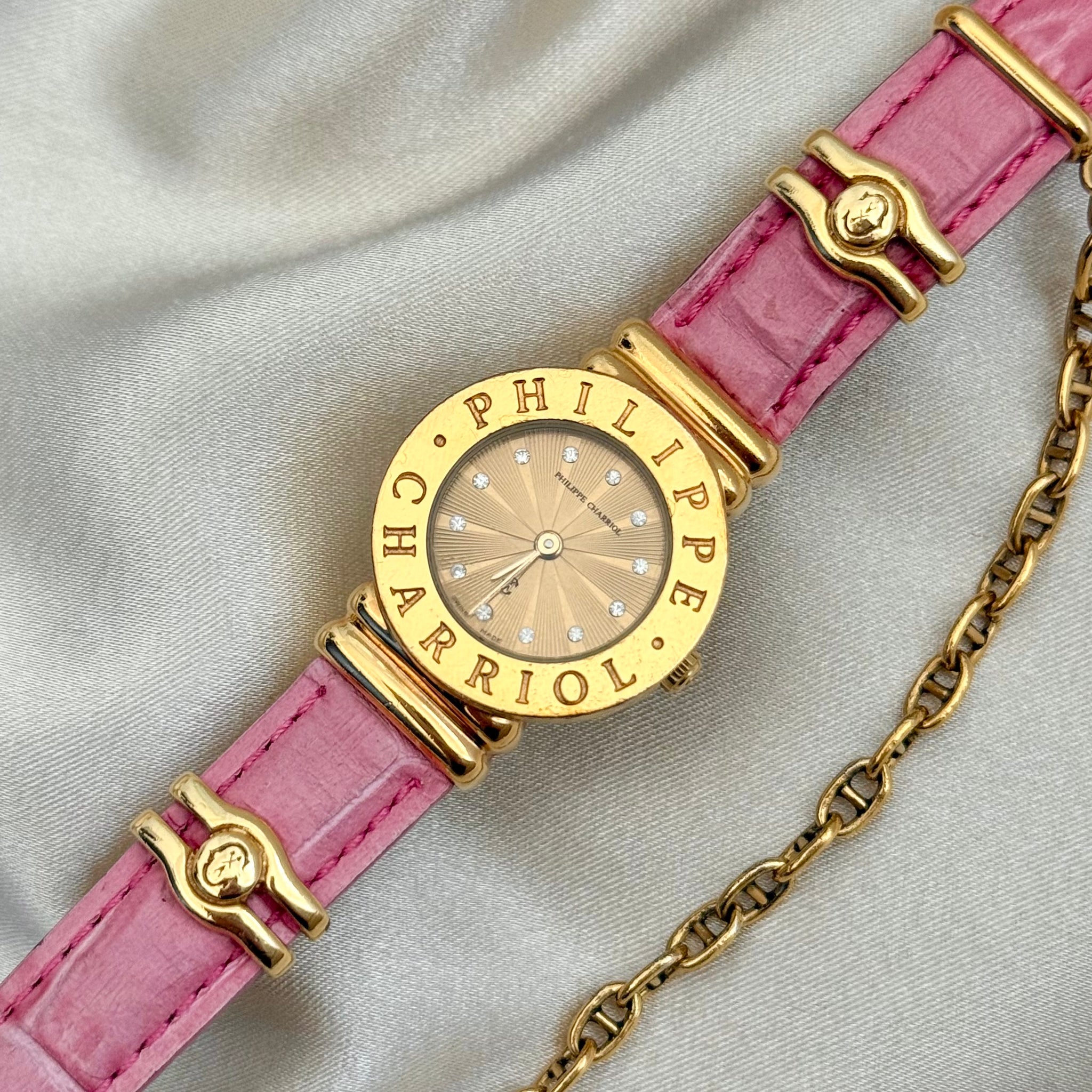 VINTAGE PHILIPPE CHARRIOL PINK LEATHER DIAMOND WATCH – Panahon Designs