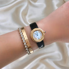 Load image into Gallery viewer, VINTAGE CARTIER BLACK LEATHER WATCH
