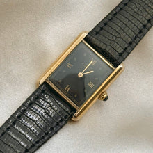 Load image into Gallery viewer, VINTAGE CARTIER BLACK LEATHER WATCH
