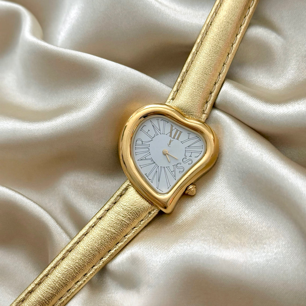 VINTAGE YSL GOLD LEATHER WATCH