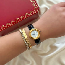 Load image into Gallery viewer, VINTAGE CARTIER BLACK LEATHER WATCH - WITH EXTRA STRAP
