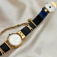 Load image into Gallery viewer, VINTAGE PHILIPPE CHARRIOL MOTHER-OF-PEARL &amp; DIAMOND BLUE LEATHER WATCH
