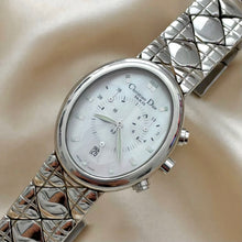 Load image into Gallery viewer, VINTAGE DIOR MOTHER-OF-PEARL CHRONOGRAPH SILVER WATCH
