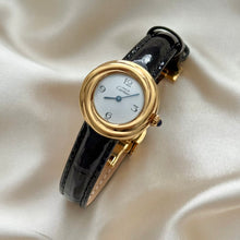 Load image into Gallery viewer, VINTAGE CARTIER BLACK LEATHER WATCH
