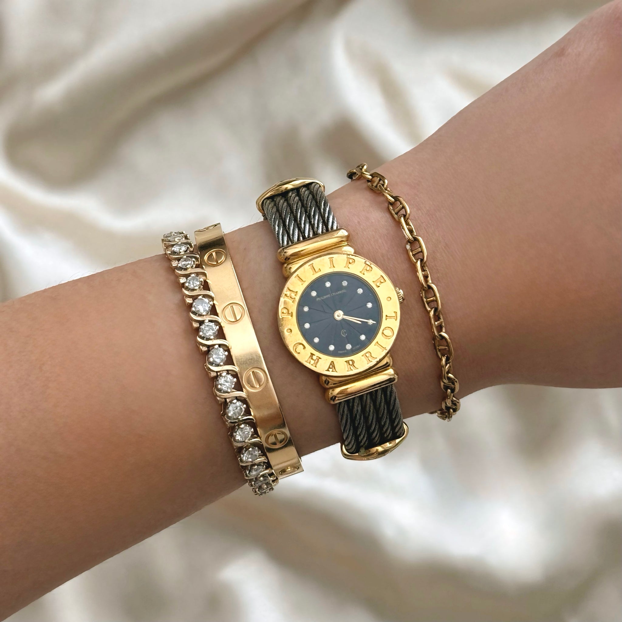 PHILIPPE CHARRIOLレディース 腕時計 黒 金 ダイヤ VINTAGE PHILIPPE CHARRIOL TWO-TONED DIAMOND WATCH – Panahon Designs