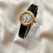 Load image into Gallery viewer, VINTAGE CARTIER BLACK LEATHER WATCH
