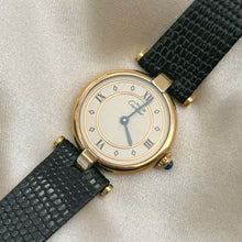 Load image into Gallery viewer, VINTAGE CARTIER BLACK LEATHER WATCH
