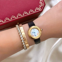 Load image into Gallery viewer, VINTAGE CARTIER BLACK LEATHER WATCH
