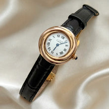 Load image into Gallery viewer, VINTAGE CARTIER BLACK LEATHER WATCH
