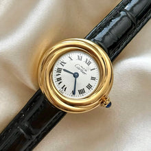 Load image into Gallery viewer, VINTAGE CARTIER BLACK LEATHER WATCH - WITH EXTRA STRAP
