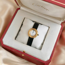 Load image into Gallery viewer, VINTAGE CARTIER BLACK LEATHER WATCH
