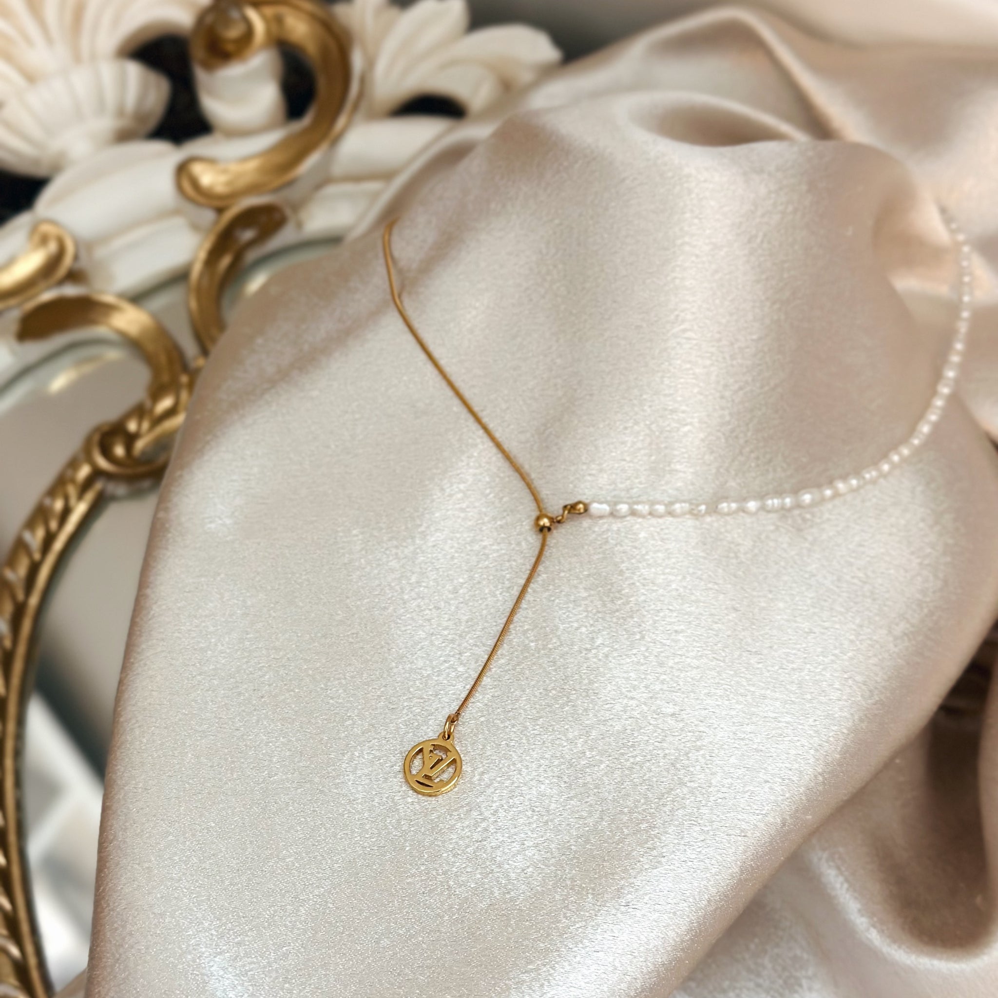 Dainty LV Gold Pendant Necklace